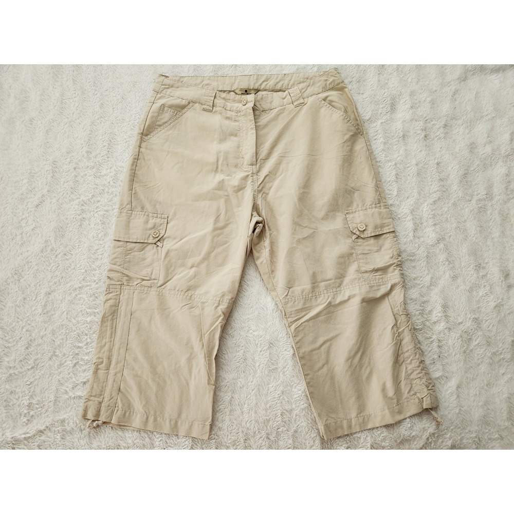 Woolrich Women's Cargo Capri Pants Size 12 Stone Cotton‎ Blend Hiking Utility